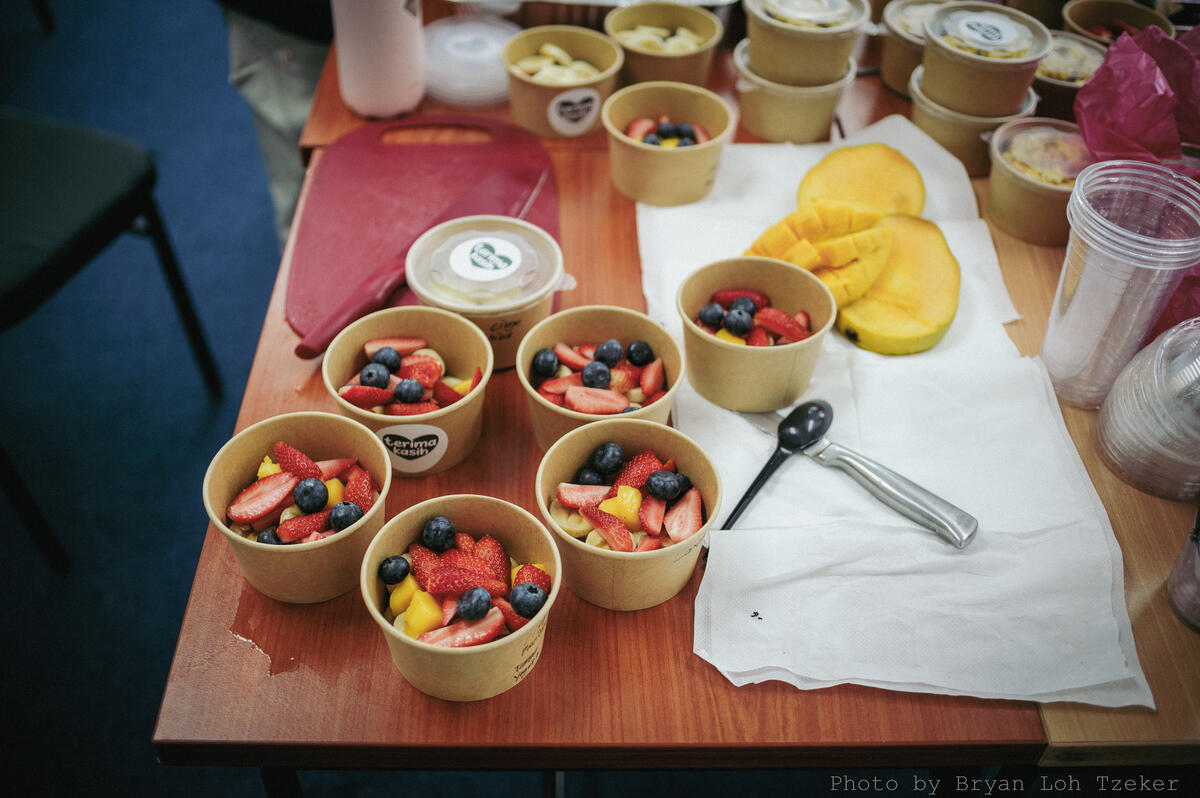 Pupils' layered drinks lined up for sale